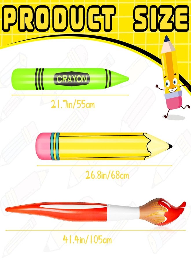 Demonwer 6 Pcs Giant Inflatable Paint Brush Crayon Pencil Set Large Blow Up Pencil Colored Crayon Art Paint Brushes Balloon Prop Kit for Events and Birthday Party Decorations - Image 2